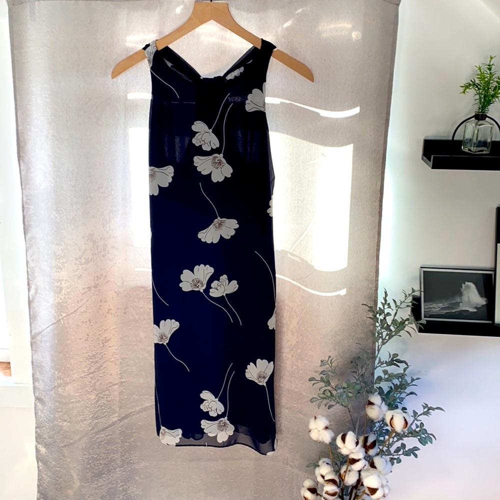 $15 Wedding Guest Dress (Navy with White Flowers)